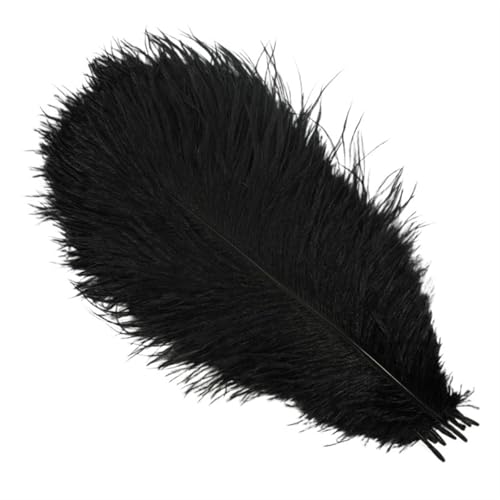 TXLEAPEY StraußEnfedern 10 Stück Bunte Straußenfedern, Bastelzubehör, Traumfänger, Dekoration, Schmuckherstellung, natürliche Federn, Tischdekoration(Black,30-35cm 12-14inch) von TXLEAPEY