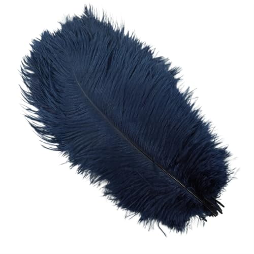 TXLEAPEY StraußEnfedern 10 Stück Bunte Straußenfedern, Bastelzubehör, Traumfänger, Dekoration, Schmuckherstellung, natürliche Federn, Tischdekoration(Deep Blue,15-20cm 6-8inch) von TXLEAPEY