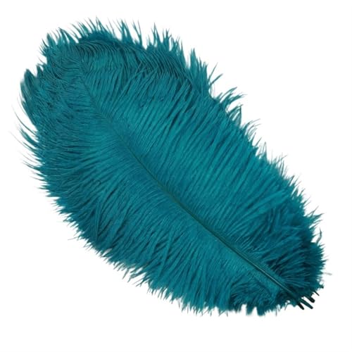 TXLEAPEY StraußEnfedern 10 Stück Bunte Straußenfedern, Bastelzubehör, Traumfänger, Dekoration, Schmuckherstellung, natürliche Federn, Tischdekoration(Deep Lake Blue,30-35cm 12-14inch) von TXLEAPEY