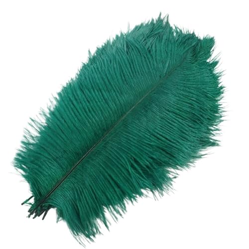 TXLEAPEY StraußEnfedern 10 Stück farbige Straußenfedern for Basteln, Federdekoration, DIY, Urlaub, Karneval, Hochzeitsdekoration(Dark Green,35-40cm 14-16inch) von TXLEAPEY