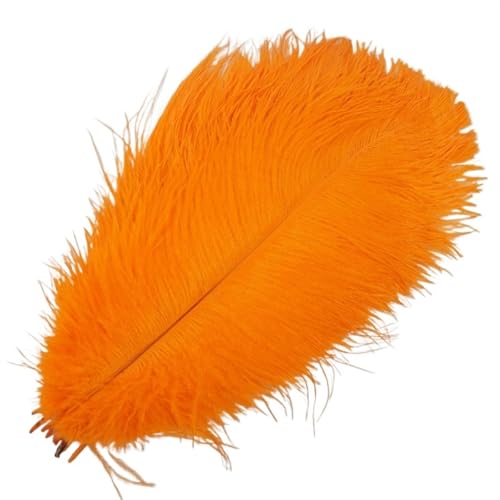 TXLEAPEY StraußEnfedern 10 Stück farbige Straußenfedern for Basteln, Federdekoration, DIY, Urlaub, Karneval, Hochzeitsdekoration(Orange,50-55cm 20-22inch) von TXLEAPEY