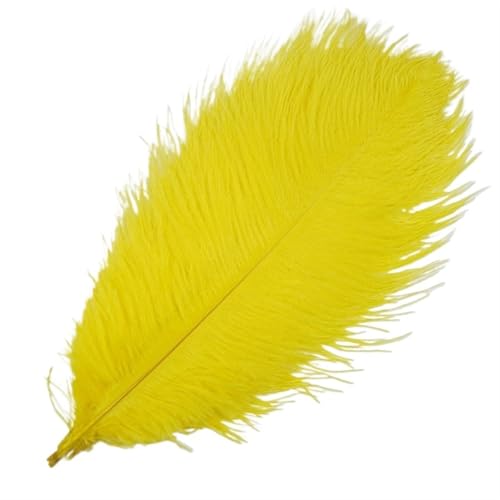 TXLEAPEY StraußEnfedern 10 Stück farbige Straußenfedern for Basteln, Federdekoration, DIY, Urlaub, Karneval, Hochzeitsdekoration(Yellow,35-40cm 14-16inch) von TXLEAPEY