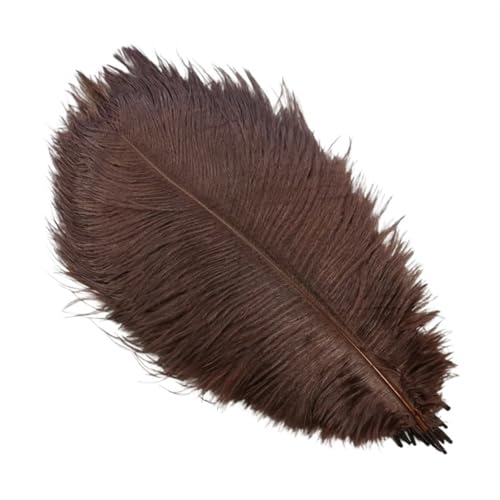 TXLEAPEY StraußEnfedern 10 Stück farbige Straußenfedern for Basteln, Hochzeitsdekoration, Bastelzubehör, Tischdekoration, Karnevalsdeko(Dark Brown,30-35cm 12-14inch) von TXLEAPEY