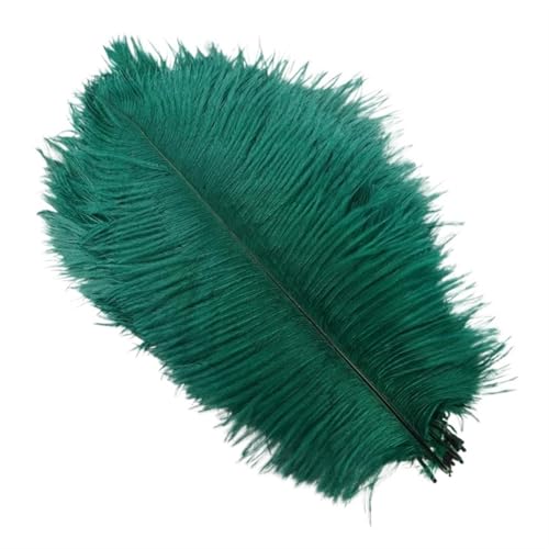 TXLEAPEY StraußEnfedern 10 Stück farbige Straußenfedern for Basteln, Hochzeitsdekoration, Bastelzubehör, Tischdekoration, Karnevalsdeko(Dark Green,15-20cm 6-8inch) von TXLEAPEY