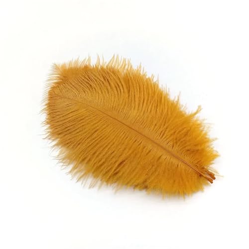 TXLEAPEY StraußEnfedern 10 Stücke Straußenfedern Plumes DIY Schmuckherstellung Hochzeit Dekoration Basteln Zubehör Handarbeiten Plumas Tischdekoration(Gold Yellow Feathers,10pcs 20.25cm) von TXLEAPEY