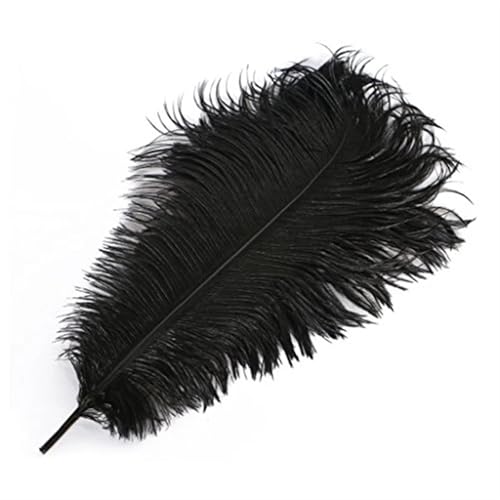 TXLEAPEY StraußEnfedern 35-40cm Schöne Farbige Straußenfedern DIY Schmuck Zubehör Hochzeit Dekorationen Plume Straußen(Black,100PCS) von TXLEAPEY