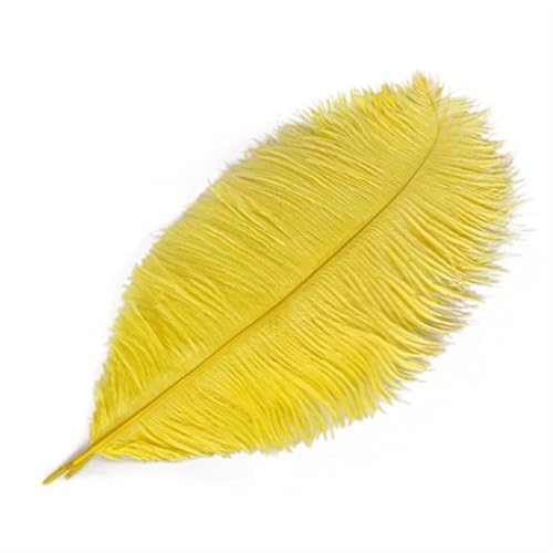 TXLEAPEY StraußEnfedern 35-40cm Schöne Farbige Straußenfedern DIY Schmuck Zubehör Hochzeit Dekorationen Plume Straußen(Yellow,100PCS) von TXLEAPEY