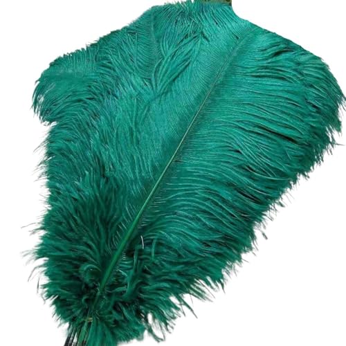 TXLEAPEY StraußEnfedern 50 Stücke Weiße Straußenfedern for Handwerk 35-60CM Karneval Kostüme Party Hause Hochzeit Dekorationen Plumes(Dark Green,40-45cm 16-18inch) von TXLEAPEY