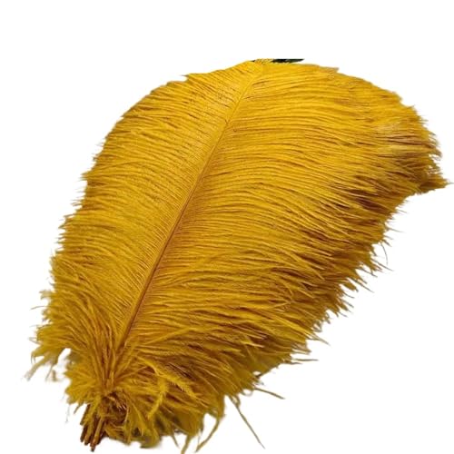 TXLEAPEY StraußEnfedern 50 Stücke Weiße Straußenfedern for Handwerk 35-60CM Karneval Kostüme Party Hause Hochzeit Dekorationen Plumes(Gold,40-45cm 16-18inch) von TXLEAPEY