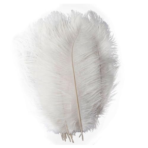 TXLEAPEY StraußEnfedern 50 Stücke Weiße Straußenfedern for Handwerk 35-60CM Karneval Kostüme Party Hause Hochzeit Dekorationen Plumes(White,35-40cm 14-16inch) von TXLEAPEY