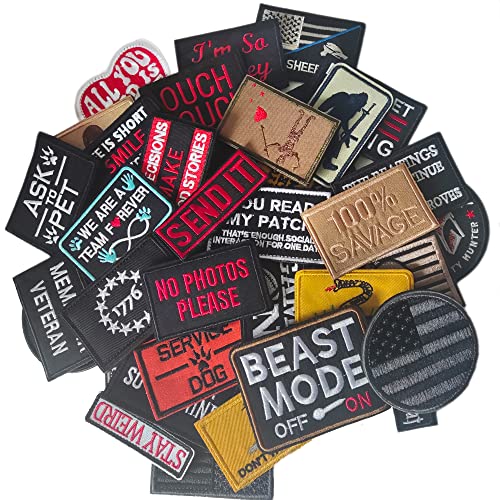 TXSN 12 Stück zufällige taktische Moral-Patches, vollständige Stickschlaufe und Hakenverschluss-Patches, Set für Mützen, Taschen, Rucksäcke, Geschirr, Weste, Militäruniformen, taktische Ausrüstung usw von TXSN