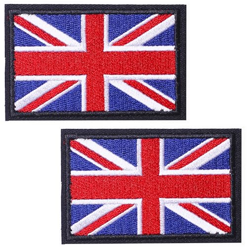 TXSN Aufnäher mit Union Jack-Flagge, bestickt, mit Klettverschluss für taktische Ausrüstung, 2 Stück von TXSN