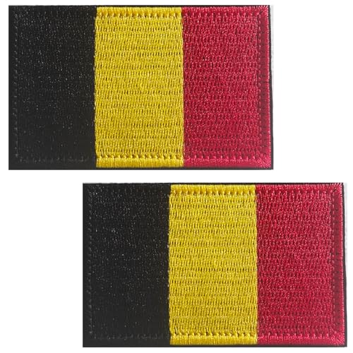 TXSN Belgium Flag Patches, Hook & Loop Tactical Morale Patch Full Embroidery Military Patch for Caps Bags Vests Military Uniforms, Pack of 2 von TXSN