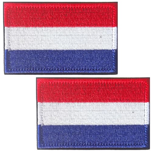 TXSN Netherlands Flag Patches, Hook & Loop Tactical Morale Patch Full Embroidery Military Patch for Caps Bags Vests Military Uniforms, Pack of 2 von TXSN