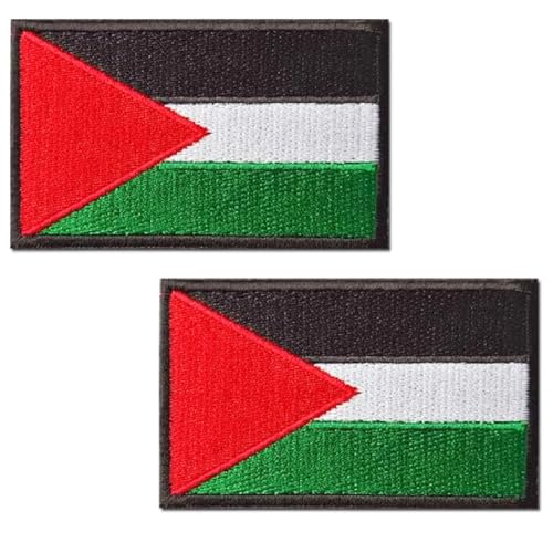 TXSN Palestine Flag Patches, Hook & Loop Tactical Morale Patch Full Embroidery Military Patch for Caps Bags Vests Military Uniforms, Pack of 2 von TXSN