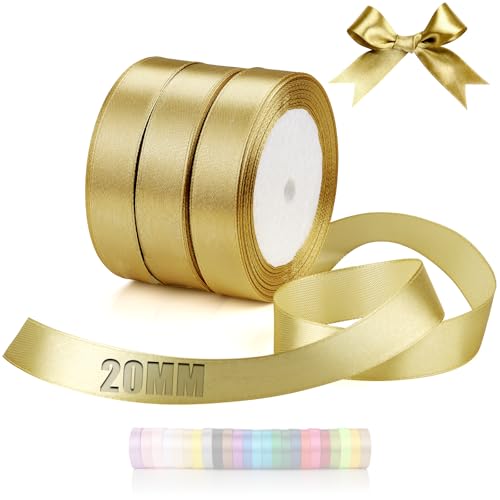 TXXATX 66m Schleifenband Antikgold Satinband Deko Geschenkband Breit 20mm Geschenkbänder Antikgold Ribbon Band Hochzeit Stoff Geschenk Band für Taufe Geburtstag Valentinstag Weihnachtstischdeko von TXXATX