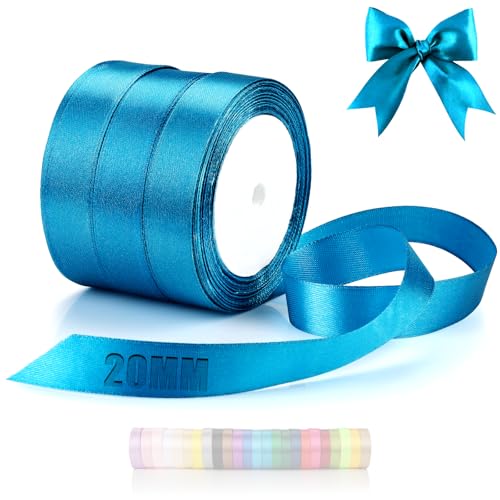 TXXATX 66m Schleifenband Himmelblau Satinband Deko Geschenkband Breit 20mm Geschenkbänder Himmelblau Ribbon Band Hochzeit Stoff Geschenk Band für Taufe Geburtstag Valentinstag Weihnachtstischdeko von TXXATX