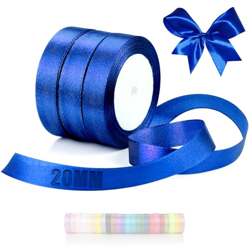 TXXATX 66m Schleifenband Königsblau Satinband Deko Geschenkband Breit 20mm Geschenkbänder Königsblau Ribbon Band Hochzeit Stoff Geschenk Band für Taufe Geburtstag Valentinstag Weihnachtstischdeko von TXXATX