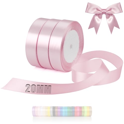 TXXATX 66m Schleifenband Zartrosa Satinband Deko Geschenkband Breit 20mm Geschenkbänder Zartrosa Ribbon Band Hochzeit Stoff Zartrosa Geschenk Band für Taufe Geburtstag Valentinstag Weihnachtstischdeko von TXXATX