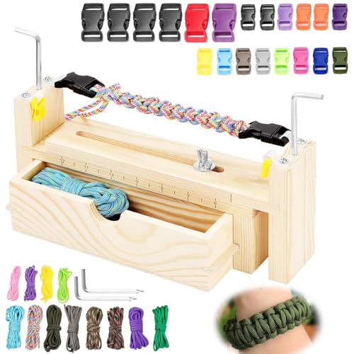 TXXATX Paracord Jig Paracord Armband Set Holz Paracord Zubehör Armband Knüpfen mit 12 Stück Fallschirm Schnur Freundschaftsbänder Knüpfen Armband Maker für Armbänder Flechten DIY Armbändern von TXXATX