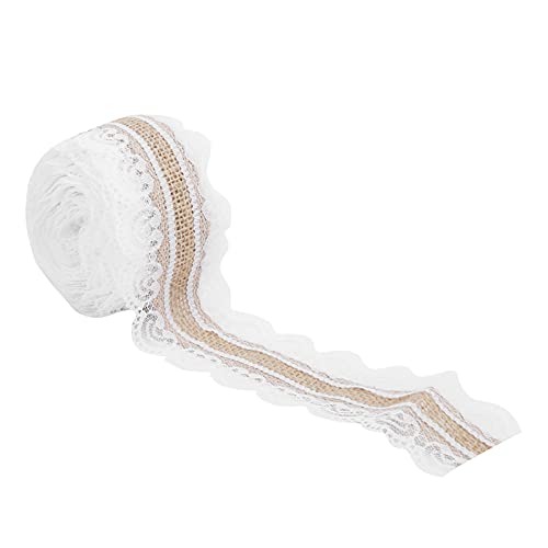 Juteband, 5,5 m, DIY-Spitze, Jute-Rolle Hochzeit, Party, Geschenkverpackung, industrielle Verpackung, Kunst (5 cm mitte, gerade Spitze) von TYCIONG