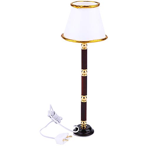 TYCIONG Metallmodell, Braune Säule, LED-Mini-Metall-Stehlampe, Puppenhaus-Dekor, Goldring, Miniatur-Zubehör, Lampenzubehör, Stehlampe für Puppenhaus, 1:12, Lampenschirme (Gewindeversion) von TYCIONG