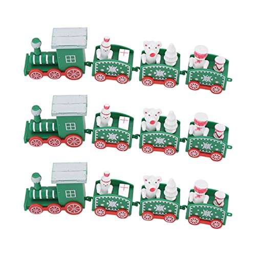 Zug-Set, 3 Kleine Zug-Weihnachtsdekorationen, Mini-Zug-Dekor-Set, Weihnachtsdekoration, Sammlerfiguren, für Jungen und Mädchen (Grün) von TYCIONG