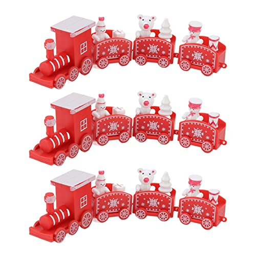 Zug-Set, 3 Kleine Zug-Weihnachtsdekorationen, Mini-Zug-Dekor-Set, Weihnachtsdekoration, Sammlerfiguren, für und Mädchen (Rot) von TYCIONG