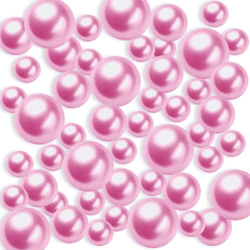 TYEQWT Schwimmende Perlen, 150Pcs Kunstperlen, Floating Pearls, Schwimmende Perlen für Vasenfüller, Perlen Ohne Loch, Kunststoffperlen für Vasen DIY-Basteln Karneval Fasching Deko,8/14/20mm(Rosa Lila) von TYEQWT