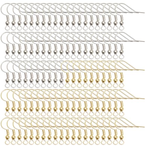 TYFGRT 100 Stück Ohrringhaken, DIY-Ohrringzubehör, Ohrring-Bastelset, Schmuckzubehör, Metall-Ohrringhaken, Ohrringhaken Zum Basteln von TYFGRT