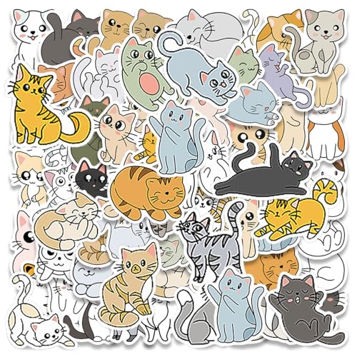 TYFGRT 120 Blatt Lustige Katzenaufkleber, Cartoon-Katzenaufkleber Für Kinder, Wasserfeste Vinyl-Tieraufkleber, Geeignet Für Scrapbooking, Computer, Mobiltelefone von TYFGRT