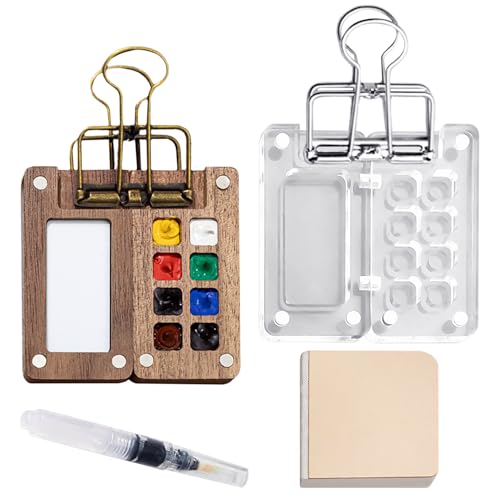 TYFGRT 2-Teiliges Mini-Paletten-Set, 1 Skizzen-Taschenbuch, Tragbare Aquarellpalette, Reisepalette, Taschen-Aquarell-Set von TYFGRT