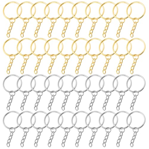 TYFGRT 40 Stück Schlüsselanhänger-Hängekette, DIY-Schmuckzubehör, Metall-Schlüsselanhänger, Schlüsselanhänger-Hängekette Zum Basteln, Offener Schlüsselring von TYFGRT