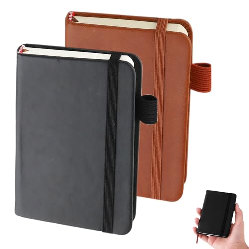 TYFYH 2 Stück Notizblock Klein, Notizbuch A7, Mini Notizbücher Set, Pocket Notebook, Kleine Notizblock, Kleines Tagebuch Notizbuch für Aktivitäten Im Freien (Braun,Schwarz) von TYFYH