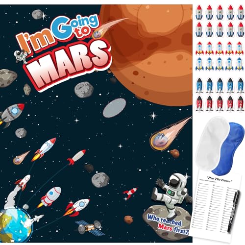 TYHJOY Pin The Rocket on The Space Game, Weltraum Sonnensystem Party Supplies Spiel Weltraum Thema Geburtstag Party Dekorationen von TYHJOY