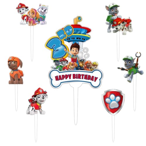 Tortendeko 3. Geburtstag, 7 PCS Cartoon Kuchen Deko Geburtstag,Happy Birthday Cake Topper,Karikatur Geburtstag Deko für Junge Mädchen von TYLUSPA