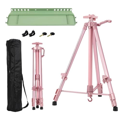 Easel Stand Tragbarer, Verstellbarer Metall-Skizzenstaffeleiständer, Faltbare Reisestaffelei, Metallstaffelei, Skizzenzeichnung for Künstler, Kunstbedarf, 50–150 cm Staffelei(C with Green Tray) von TYNXK