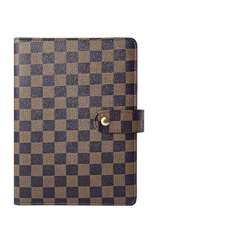 NotizblöCke FüR HandbüCher Loose-leaf Notebook Cover Stationery Hand Ledger Notebook Planner PU Leather Case For Noteook Binder Journal Binder Mehrzweck Handbuch ( Color : Chequer brown , Size : A5 ) von TYNXK