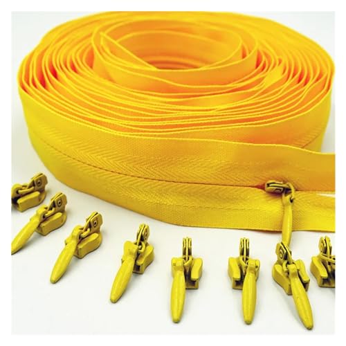 ReißVerschluss 3# 5/10/20 Meter mit 10/20/30 Schieber unsichtbarer Nylon-Reißverschluss for Kleidung, Handtaschen, 20 Farben Zipper(Golden,20 METERS 30 SLIDER_3#) von TYNXK