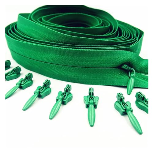 ReißVerschluss 3# 5/10/20 Meter mit 10/20/30 Schieber unsichtbarer Nylon-Reißverschluss for Kleidung, Handtaschen, 20 Farben Zipper(Grass Green,20 METERS 30 SLIDER_3#) von TYNXK