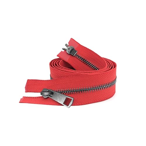 ReißVerschluss 5/10 Stück 30/40/50/60/70/80 cm 5# bunte offene End-Doppelschieber schwarzer Metallreißverschluss DIY Handwerk Taschentuch Zipper(Red,50CM_10 PCS) von TYNXK
