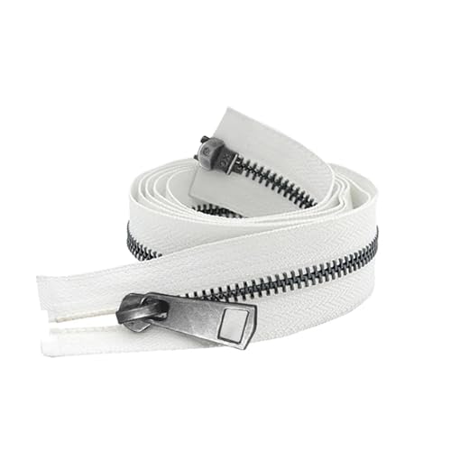 ReißVerschluss 5/10 Stück 30/40/50/60/70/80 cm 5# bunte offene End-Doppelschieber schwarzer Metallreißverschluss DIY Handwerk Taschentuch Zipper(White,40CM_5 PCS) von TYNXK