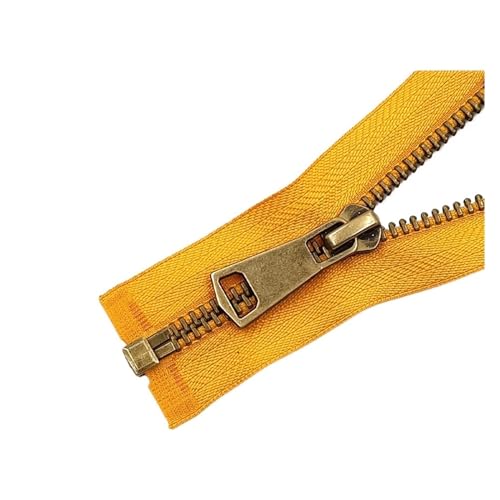 ReißVerschluss 5# bunte Open-End Auto Lock Kupfer Metall Reißverschluss DIY Handwerk for Kleidung Tasche Kleidungsstück Nähen Schuhe Taschen Zipper(Yellow,70cm) von TYNXK