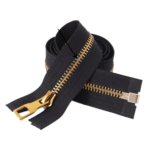 ReißVerschluss 50–80 cm, 3#/5#/8#, schwarzer offener Auto-Lock-Gold-Metall-Reißverschluss, DIY-Handwerk for Kleidung, Taschen, Kleidungsstücke, Schuhe Zipper(Gold,55CM_NO.8) von TYNXK