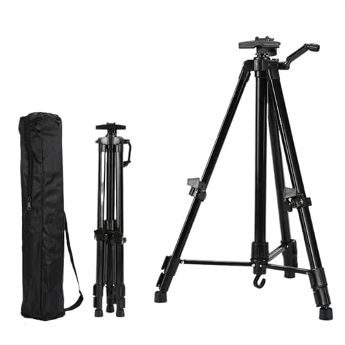 TYNXK Easel Stand Tragbarer, Verstellbarer Metall-Skizzenstaffeleiständer, Faltbare Reisestaffelei, Metallstaffelei, Skizzenzeichnung for Künstler, Kunstbedarf, 50–150 cm Staffelei(Metal Black A) von TYNXK