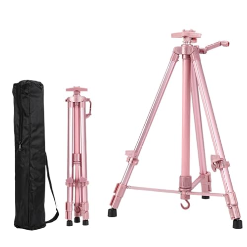 TYNXK Easel Stand Tragbarer, Verstellbarer Metall-Skizzenstaffeleiständer, Faltbare Reisestaffelei, Metallstaffelei, Skizzenzeichnung for Künstler, Kunstbedarf, 50–150 cm Staffelei(Metal Pink C) von TYNXK