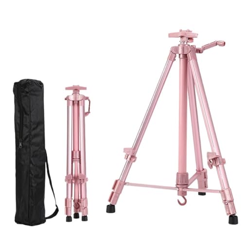 TYNXK Easel Stand Tragbarer Metall-Skizzenstaffeleiständer, 50–150 cm, verstellbar, faltbar, Reise-Aluminiumlegierung, for Malerei im Freien, Künstler, Kunstbedarf Staffelei(Pink Aluminum Alloy) von TYNXK