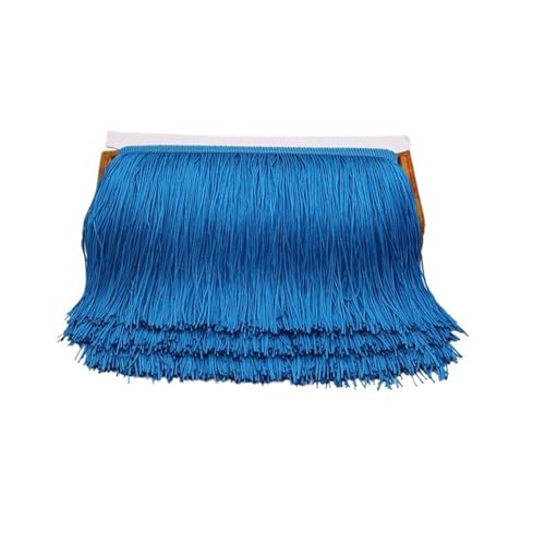 TYNXK Fransen Mit Quastenbesatz 10/15/20/30cm Quaste Fransenbesatz Polyester Lange Fransen Nähen for Kleidung Kleid Vorhang Band Quasten for Handwerk Zubehör Fransenbesatz(Hole Blue,15cm) von TYNXK