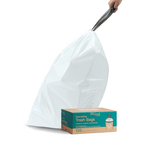 TYPLASTICS 30-45L Müllbeutel, mit Zugband weiß Abfallbeutel, 120 Müllsäcke, GRS-konform, PCR-Material, 52cm x 77cm von TYPLASTICS