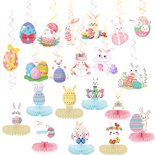 TYREE Osterdeko Mottoparty Waben Ornament Hasenei Spirale Anhänger Happy Easter Supplies von TYREE